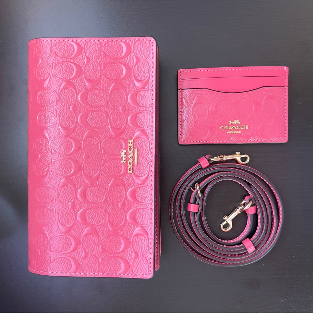 Coach Anna Foldover Clutch Crossbody and card holder set